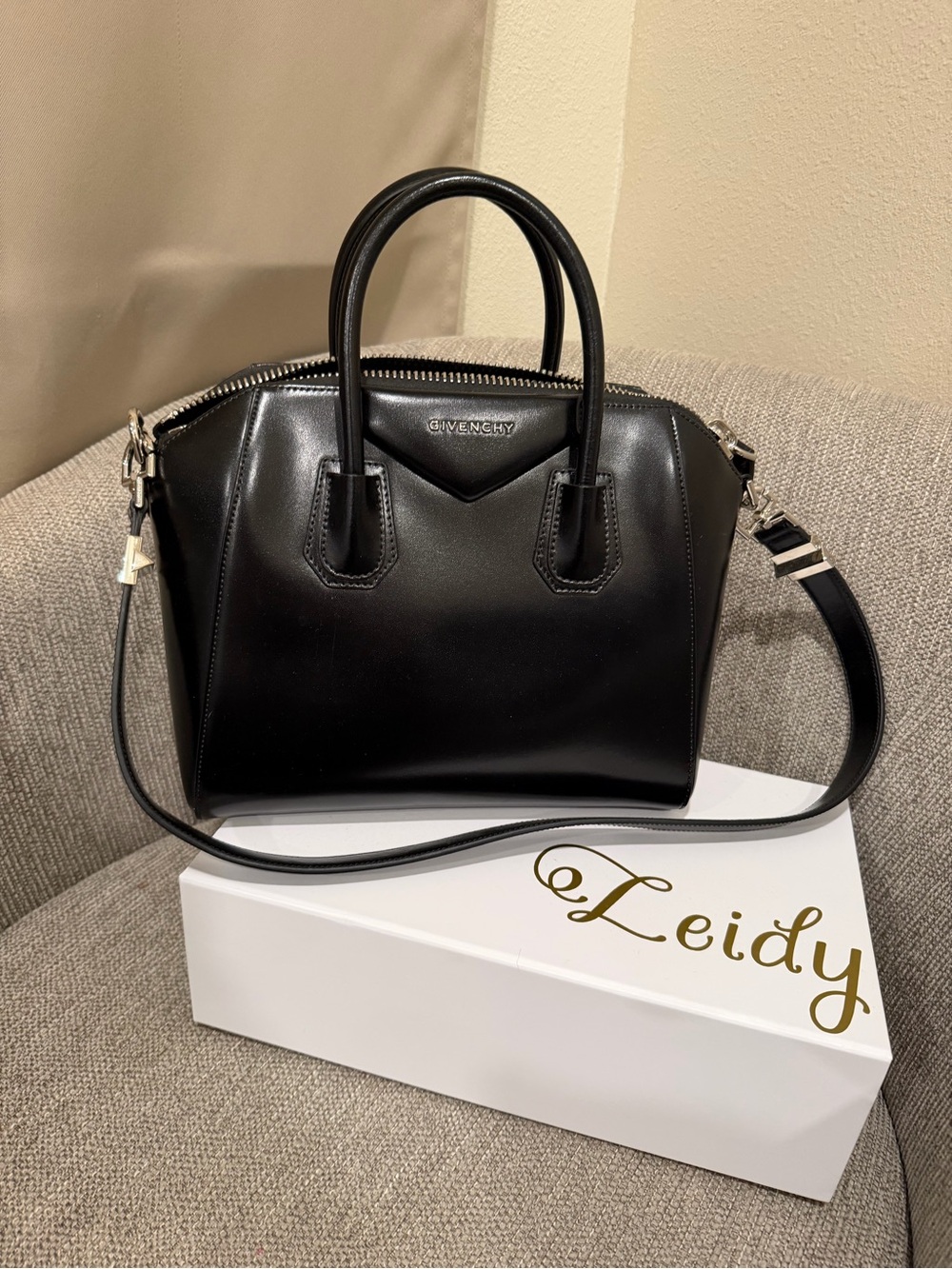 Authentic Givenchy Small Black Smooth Leather Antigona